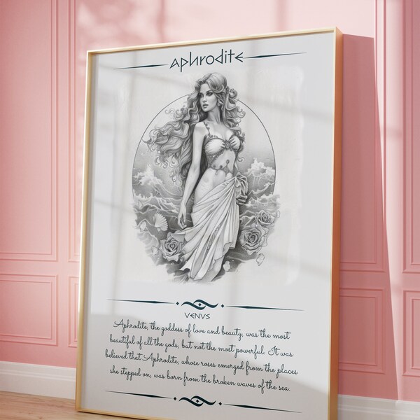 Greek Mythology Poster, Aphrodite Poster, Greek Mythology Art, Greek Mythology Gift, Greek Mythology Wall Art, Ancient Greek Print