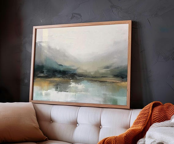 Foggy Landscape Art Print: Minimalist Neutral Painting