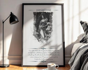Persephone Greek Goddess Art Print: Framed Mythology Wall Decor