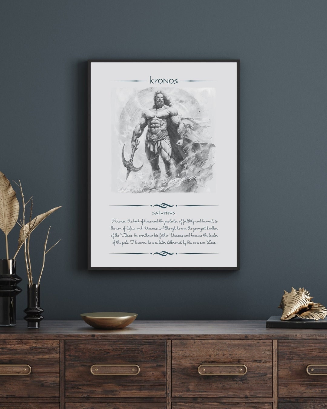 Framed Kronos Canvas Art: Ancient Greek Mythology Poster - Etsy
