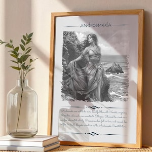Andromeda Greek Goddess Wall Art, Framed Mythology Print, Trendy Greek Decor, Above Bed Art, Greek Gods Art Print