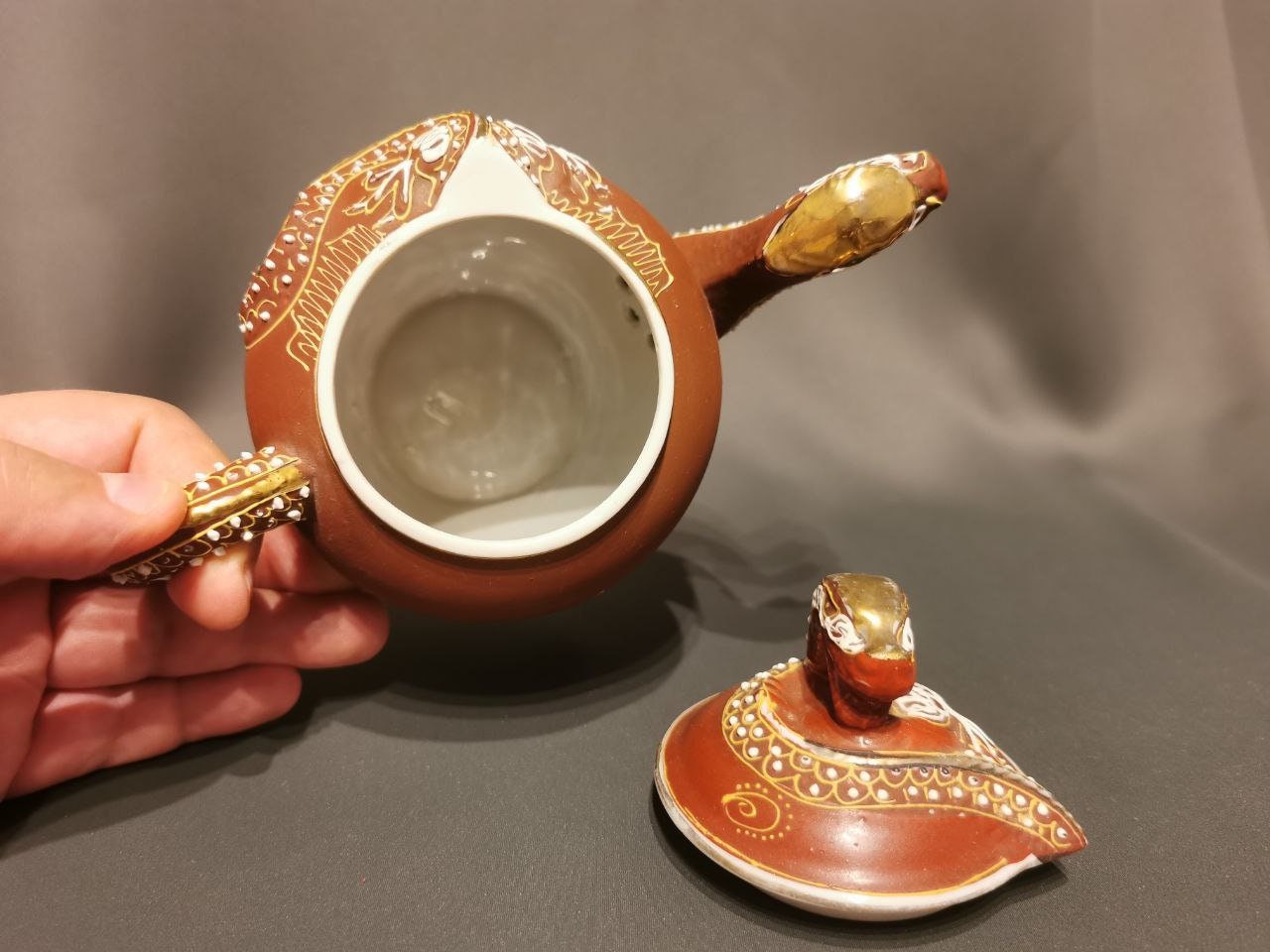 IMIKEYA Set Da Tè In Ceramica 7 Pezzi – Teiera E Tazze In Zisha E Junyao, Marrone Scuro, Per Casa E Ufficio