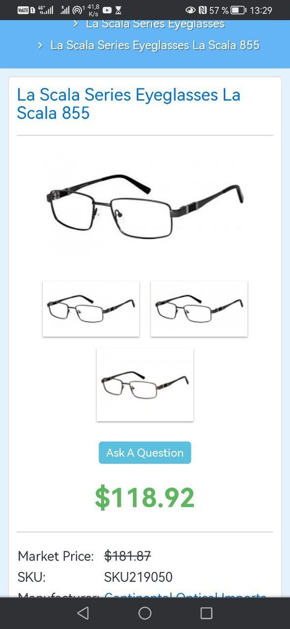 Eyeglasses La Scala, Italy, Lenses +1.25. Metal Frame Color  display picture 1