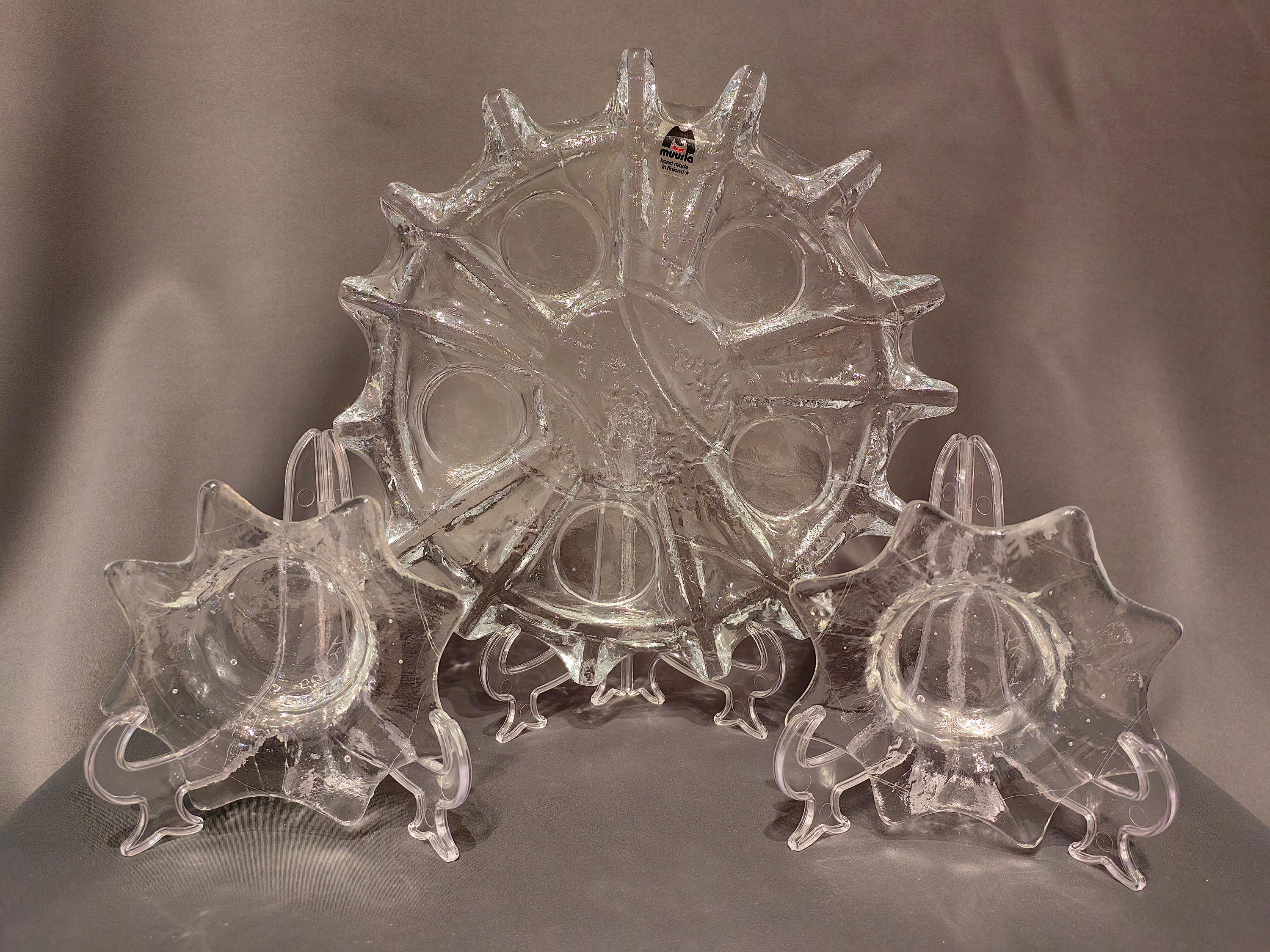 キャンドルスタンド。ガラス製キャンドルスタンド。ムールラの