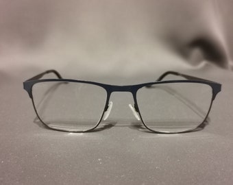 Monture de lunettes Specsavers Dylan : Lunettes rectangulaires en métal bleu