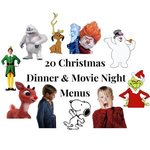 20 Christmas Dinner & Movie Night Menus White Digital Download Directions Included image 1