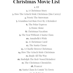 20 Christmas Dinner & Movie Night Menus White Digital Download Directions Included image 5