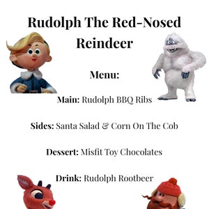 20 Christmas Dinner & Movie Night Menus White Digital Download Directions Included image 2