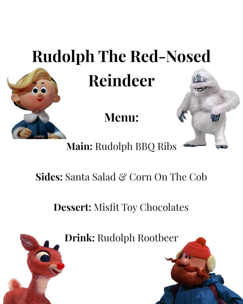 20 Christmas Dinner & Movie Night Menus White Digital Download Directions Included image 2