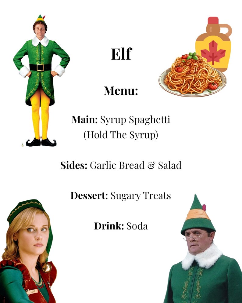 20 Christmas Dinner & Movie Night Menus White Digital Download Directions Included image 4