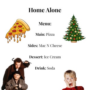20 Christmas Dinner & Movie Night Menus White Digital Download Directions Included image 3