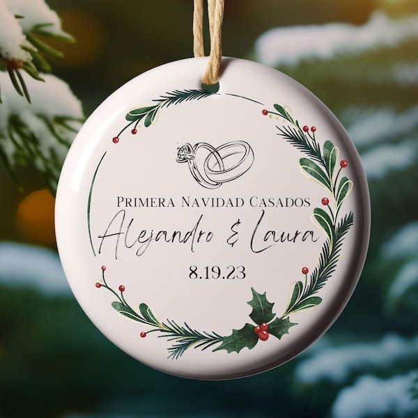 Esfera de Navidad Personalizada, Primera Navidad Casados, Ornomento Casados, Navidad Casados, First Christmas Married, Regalo de Casados