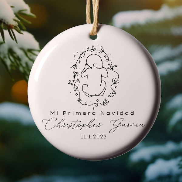 Mi Primera Navidad Esfera de Navidad Personalizada, Primera Navidad, Babys first Christmas ornament spanish, Baby gift, Regalo para bebe