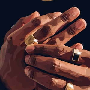 Black Man Hands, Gold Rings, Urban Art, Black Art, Black Men Art, Wall Art, Digital Download, Printable Art