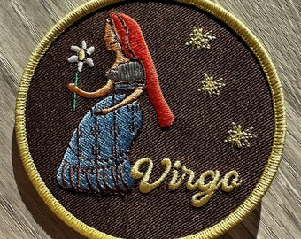 Virgo earth sign astrological horoscope symbol embroidered patch iron on 3.5”