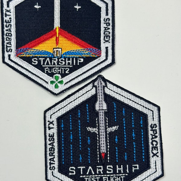 SpaceX Starship Test Flight 1 & 2 Combo Mission Patch 3.5” Iron on Sew On