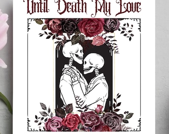 Gothic Anniversary Card, Till Death Do Us Part, Cool Card, Alternative Love Card, Alt Anniversary, Card for Him, Card for Her, Goth Card