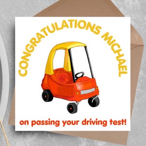 Personalised Driving Test Card, Congratulations You Passed, Custom New Driver Card, Cartoon Card, Passed Test Card, Congratulations