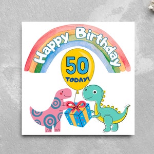 Carte de 50e anniversaire amusante, carte de dinosaure, carte de 50e anniversaire pour les jeunes de cœur ! pour maman, pour papa, pour oncle, pour tante, pour ami