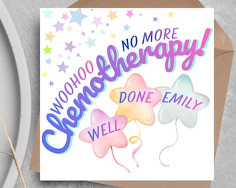 Gepersonaliseerde felicitatiekaart, einde chemokuur, voltooide behandeling, goed gedaan, kanker verslaan