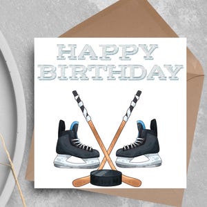 Eishockey Geburtstagskarte, Sport Karte, Sport Geburtstagskarte, Karte für Ihn, Karte für Sie, Hockeyschläger, Karte für Hockey, Eishockey Karte, Puck