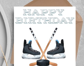 Eishockey Geburtstagskarte, Sport Karte, Sport Geburtstagskarte, Karte für Ihn, Karte für Sie, Hockeyschläger, Karte für Hockey, Eishockey Karte, Puck