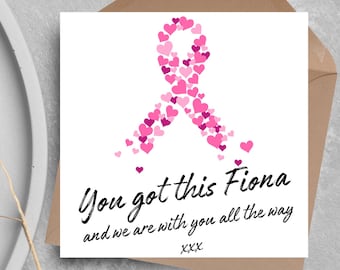 Biglietto personalizzato per pazienti oncologici, Biglietto di supporto per malati di cancro, Siamo con te, Biglietto di auguri di pronta guarigione, Cancro al seno, Cancro al colon,