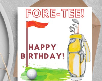 40e verjaardagskaart golf, verjaardagskaart voor golfer, golfkaart, golfkaart, golfclub, golft-shirt, golfspeler, verjaardagskaart veertig
