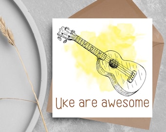 Ukelele Geburtstagskarte, alles Gute zum Geburtstag, Karte für Musiker, Karte für Ihn, Karte für Sie, Orchester-Karte, Uke-Player, Mehrfarbige Optionen