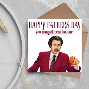Anchorman Vaderdagkaart, kaart voor vader, grappige Vaderdag, Ron Burgundy, filmvaderdagkaart, Will Ferrell-kaart