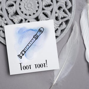 Recorder verjaardagskaart, gelukkige verjaardag, kaart voor muzikant, kaart voor hem, kaart voor haar, muziekkaart, muziek, volksmuziekkaart, blokfluitspeler