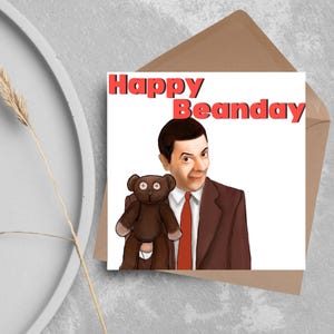 Cartão de aniversário do Sr. Bean, Cartão de feliz aniversário com o Sr. Bean, Cartão de aniversário engraçado, Cartão de aniversário para o pai, Cartão de aniversário para a mãe, Cartão engraçado