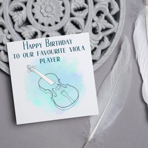 Tarjeta de cumpleaños de viola, feliz cumpleaños, tarjeta para músico, tarjeta para él, tarjeta para ella, tarjeta de música de orquesta, música, tarjeta de viola