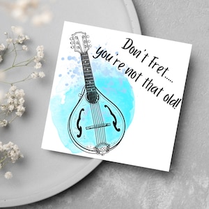 Verjaardagskaart mandolinespeler, gelukkige verjaardag, kaart voor muzikant, kaart voor hem, kaart voor haar, blueskaart, bluesmuziek, volksmuziekkaart