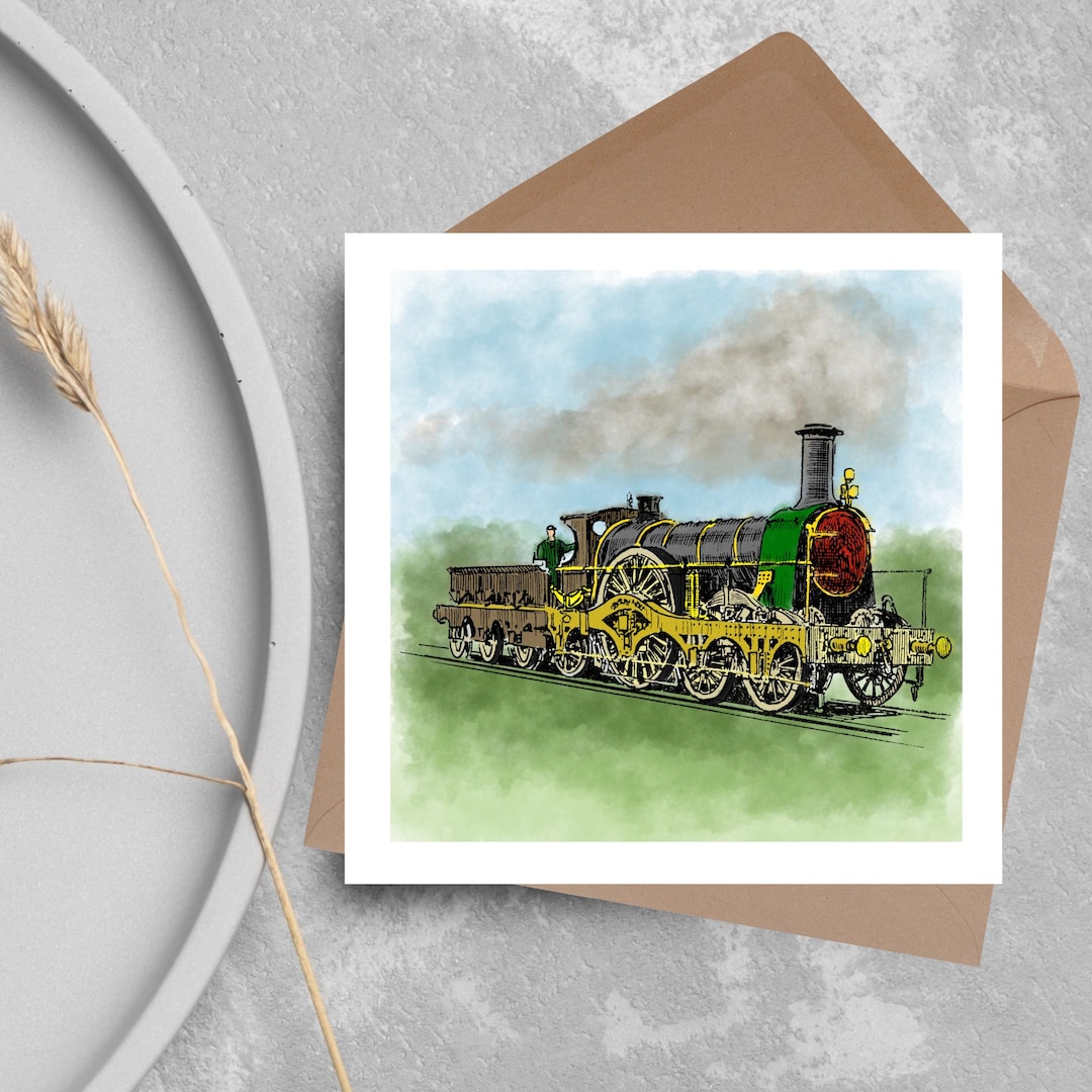 Steam Train Card for Any Occasion, Locomotive Card, Model Train ...