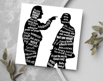 Bottom TV Show Birthday Card, Bottom Quotes Birthday Card, Bottom Quotes Greeting Cards, Rik Mayall, Eddie and Richie Bottom Card