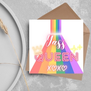 Gay Celebration Card, LGBTQ+ Gay verjaardagskaart, Pride Card, Gay Birthday, Rainbow Drag Queen, Gay, Doden, Yass Queen, Rainbow Card