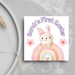 Biglietto di Pasqua personalizzato per neonati, prima Pasqua, biglietto di Pasqua con nome, biglietto di Pasqua per neonati, biglietto per neonato, coniglietto pasquale, biglietto per bambina