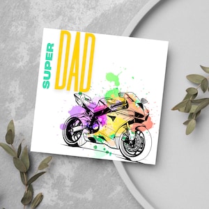 Cartão de motociclista, cartão de moto esportiva para pai, cartão legal para pai, cartão de automobilismo, cartão de motociclista, cartão de pai motociclista, cartão de aniversário de motociclista