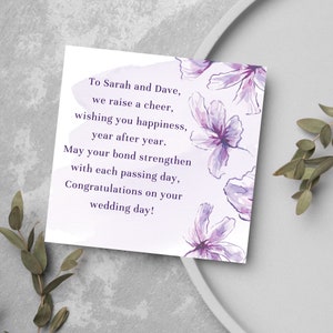 Carte de mariage personnalisée, poème personnalisé pour les mariés, carte de jour de mariage, carte de mariage, poème de mariage, carte de félicitations