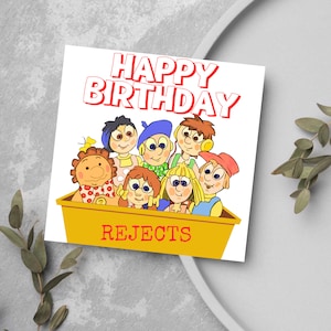 Tarjeta de cumpleaños de Raggy Dolls Tarjeta de cumpleaños con dibujos animados de los años 80, tarjeta de cumpleaños número 40, dibujos animados de televisión retro, Raggydolls, tarjeta de nostalgia de los años 80