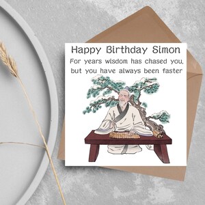 Carte d'anniversaire personnalisée, carte de sagesse chinoise, carte drôle, carte d'anniversaire avec nom, carte de 50e anniversaire, carte de 60e anniversaire