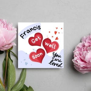 Carte de rétablissement personnalisée, carte de rétablissement, carte d'accident, carte de visite, carte d'hôpital, carte d'amour, je pense à vous