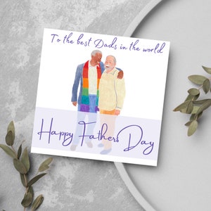 Carte fête des pères gay, meilleurs papas, joyeuse fête des pères, couples de pères de même sexe, 2 papas, M. et M., Lgbtq, carte alternative pour la fête des pères