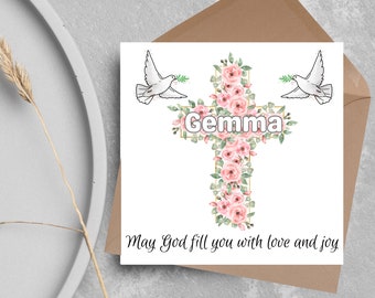 Gepersonaliseerde doopkaart, doopkaart, babydoop, babydoop, naamgevingsceremoniekaart, christelijke babykaart, kaart voor doop