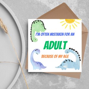 Dinosaurus verjaardagskaart voor volwassenen, grappige verjaardagskaart voor papa, 50e verjaardag, 40e verjaardag, kinderachtige verjaardagskaart, 60e verjaardag