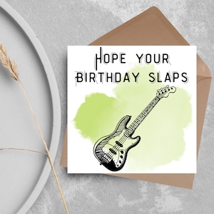 Carte d'anniversaire guitare basse, carte d'anniversaire amusante pour musiciens, carte de groupe de joyeux anniversaire, carte d'anniversaire de carte de groupe de rock pour fils, carte de basse