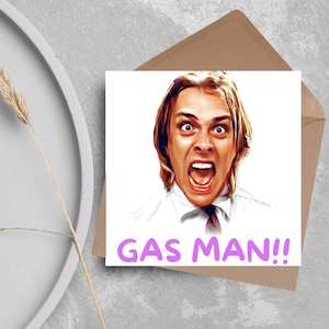 Carte d'anniversaire d'émission de télévision en bas, homme au gaz devis en bas, carte de voeux en bas, carte de bas de Rik Mayall, Eddie et Richie, carte pour toutes les occasions