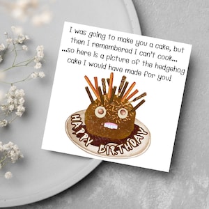 Biglietto di auguri per compleanno con torta a forma di riccio, biglietto di auguri per dolci, torta a forma di riccio spaventosa, biglietto di auguri, biglietto di auguri per chef, biglietto di auguri per pasticceri