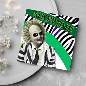 Carte inspirée de Beetlejuice, Tim Burton, film Beetlejuice, carte d'anniversaire, carte de célébration, carte pour lui, carte pour elle, carte de film culte